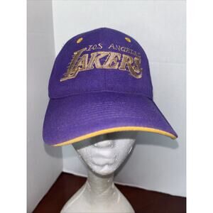 Vtg Los Angeles Lakers Hat, Adjustable 20% Wool 80% Acrylic Purple/gold